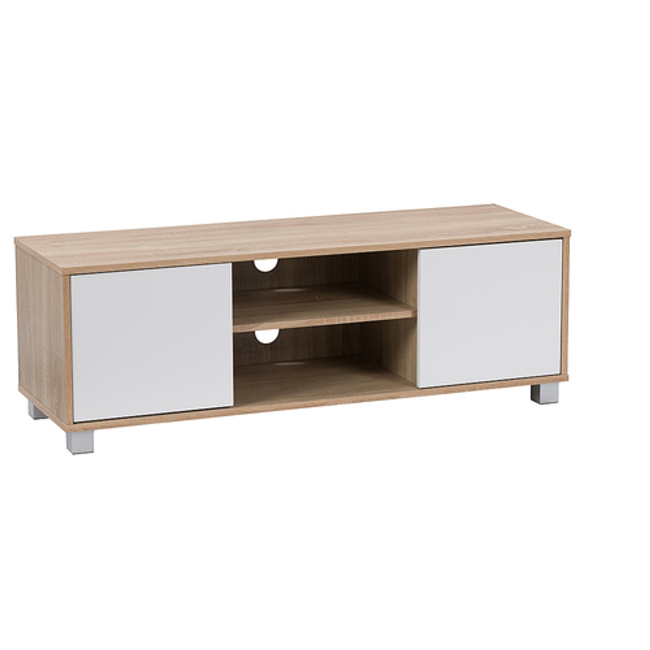 CorLiving - Hollywood Wood Grain TV Stand with Doors for TVs up to 55" - White and Brown