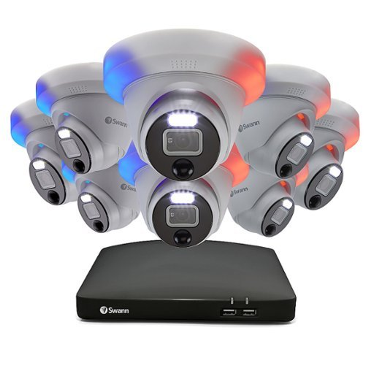 Swann - Enforcer 1080p, 8-Channel, 8-Dome Camera, Indoor/Outdoor Wired 1080p 1TB DVR Home Security Camera System