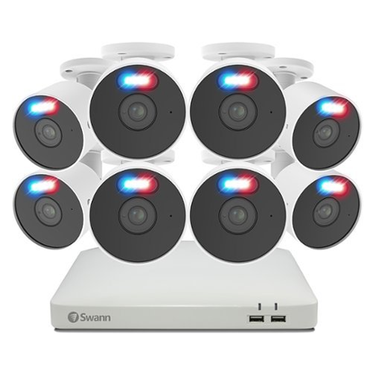 Swann - 8 Channel, 8 Enforcer 1080P 1-Way Audio Cameras, Indoor/Outdoor, 1TB DVR Security Surveillance System with Analytics