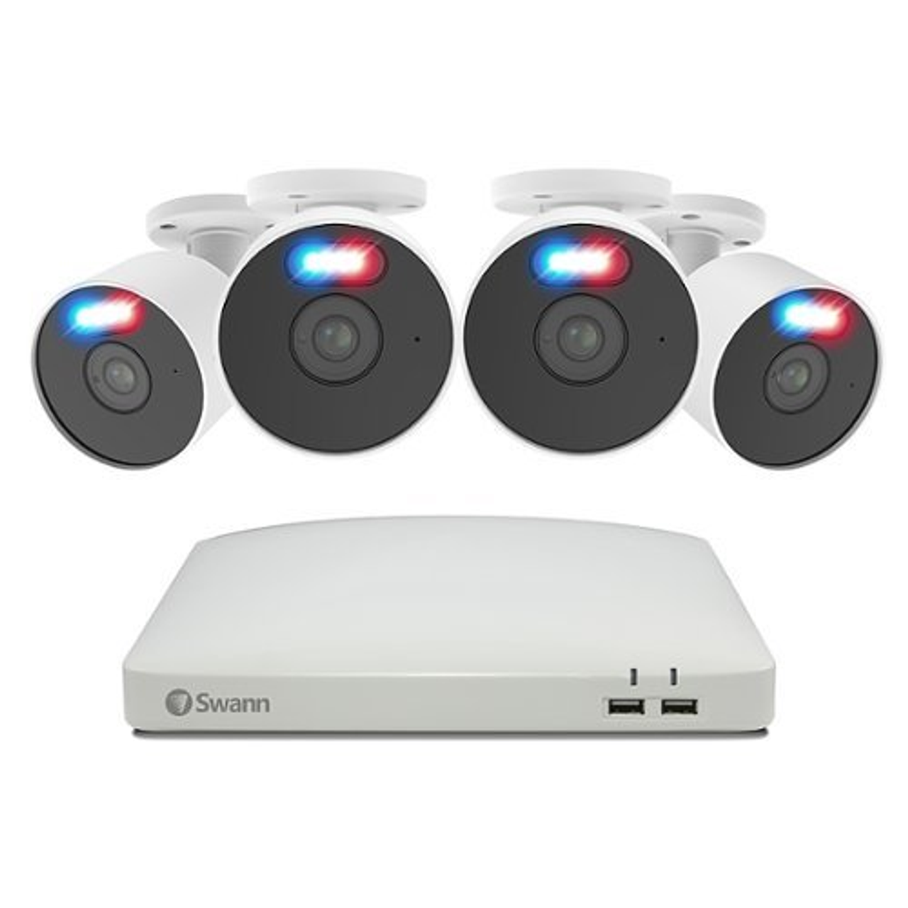 Swann - 8 Channel, 4 Enforcer 1080P 1-Way Audio Cameras, Indoor/Outdoor, 1TB DVR Security Surveillance System with Analytics