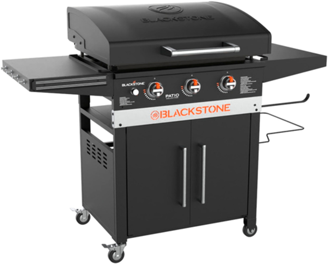 Blackstone - 28-in. Outdoor Griddle with Hood, Cabinet, and Folding Side Shelves - Black