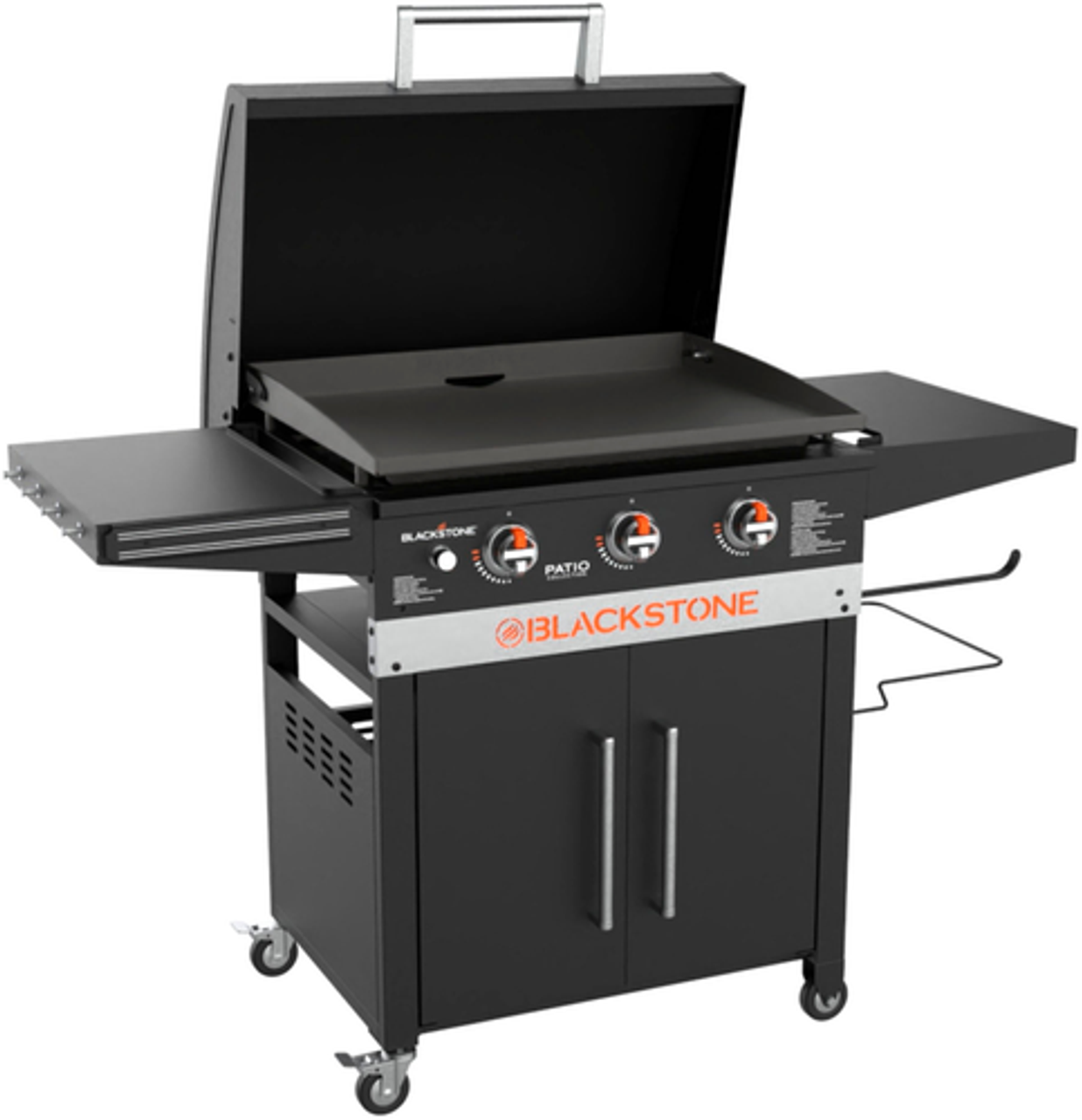 Blackstone - 28-in. Outdoor Griddle with Hood, Cabinet, and Folding Side Shelves - Black