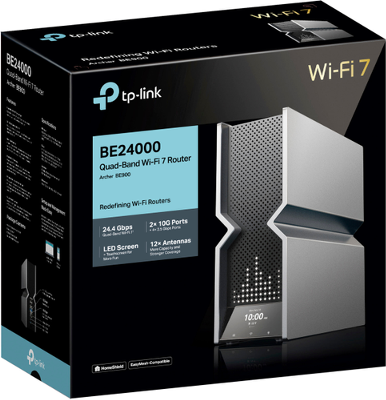 TP-Link - Archer BE900 BE24000 Quad-Band Mesh Wi-Fi 7 Router - Black