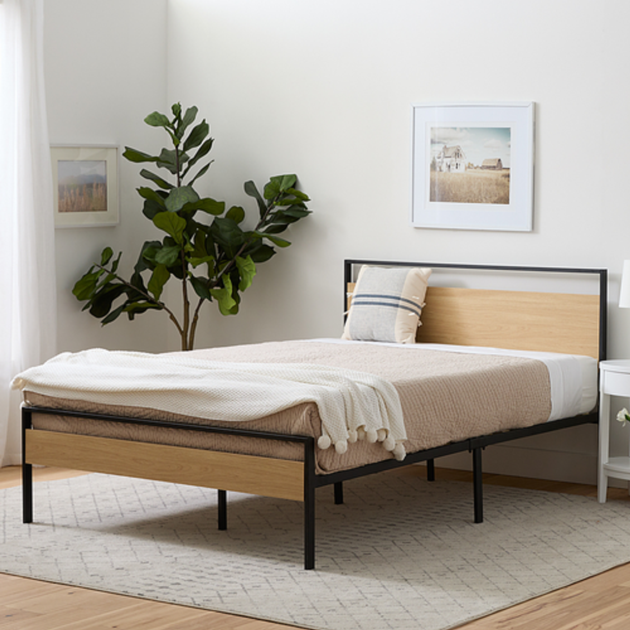 Brookside - Nora Full Metal & Wood Platform Bed-Natural