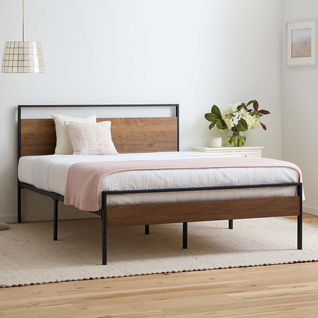 Brookside - Nora Full Metal & Wood Platform Bed-Brown