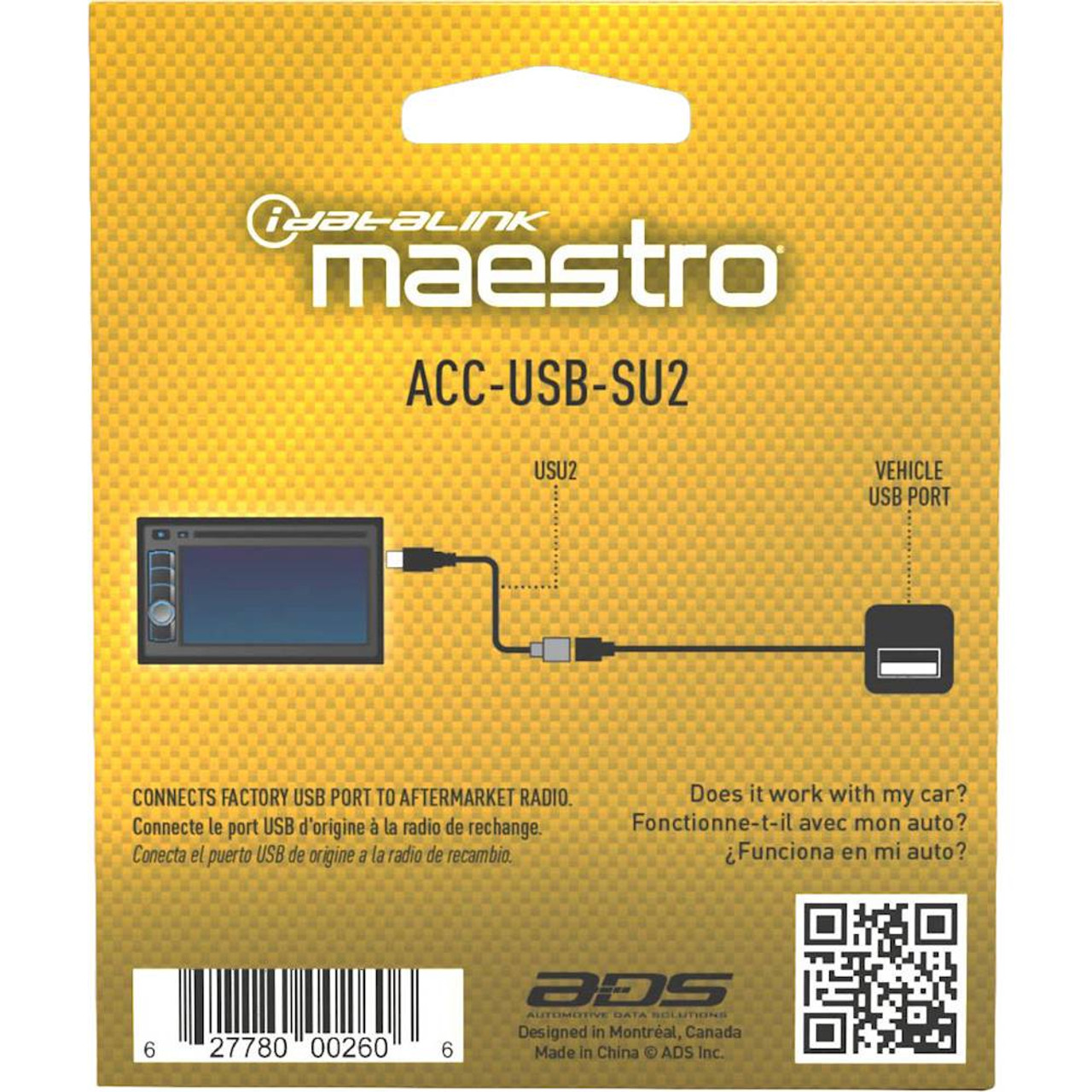 Maestro - Factory USB to Male USB Adapter for Select Subaru Vehicles - Black