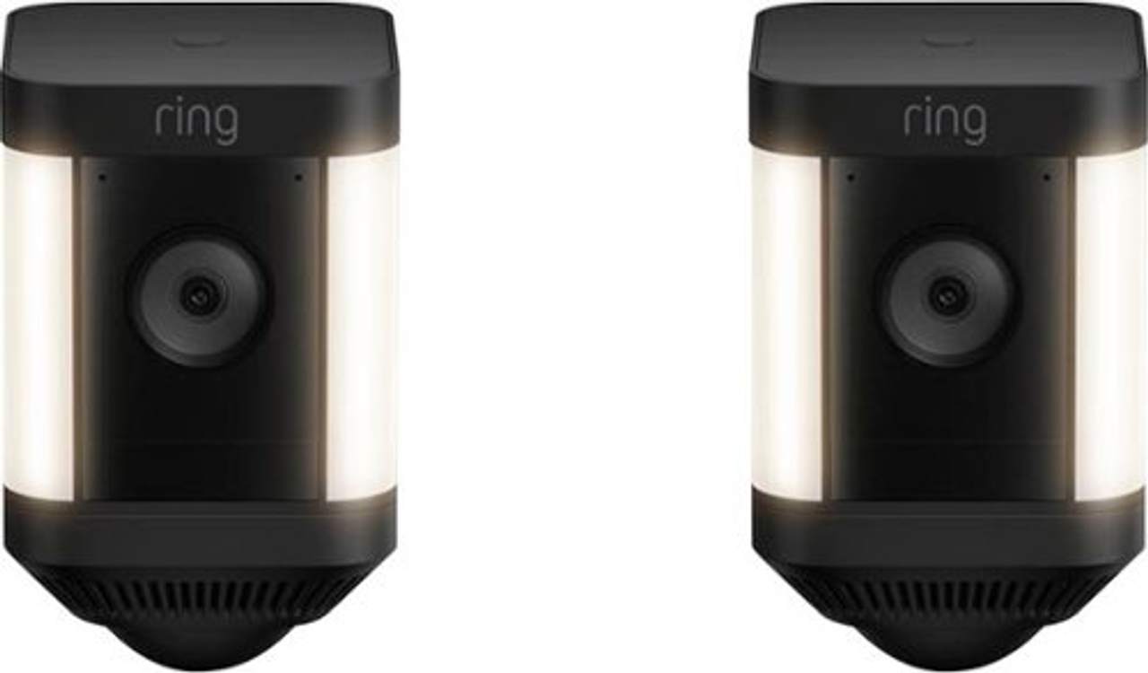 Ring - Spotlight Cam Plus Outdoor/Indoor Wireless 1080p Battery Surveillance Camera 2pk - Black