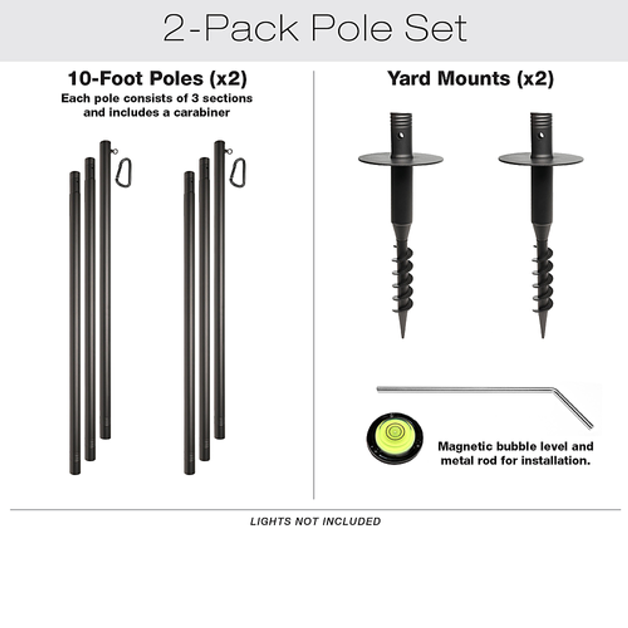 Excello Global Products - Prem String Lt Poles - 2 Pk, 10 Ft – Yard Mount