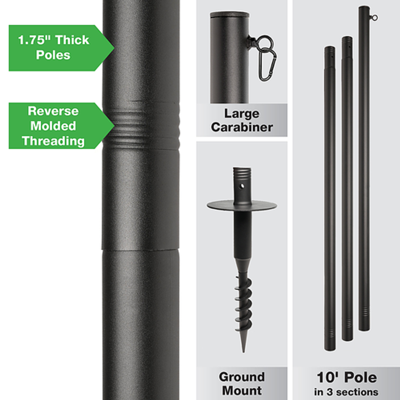 Excello Global Products - Prem String Lt Poles - 2 Pk, 10 Ft – Yard Mount