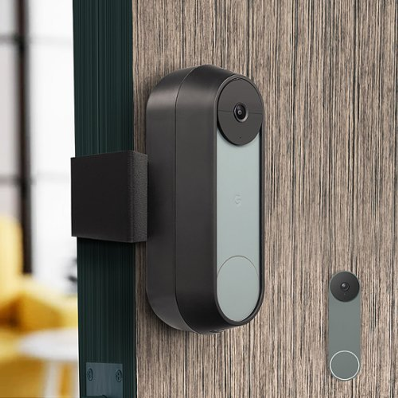 Wasserstein - Anti-Theft Mount compatible with Google Nest Doorbell (Battery)-No-Drill Doorbell Mount to Protect Your Nest Doorbell - Black