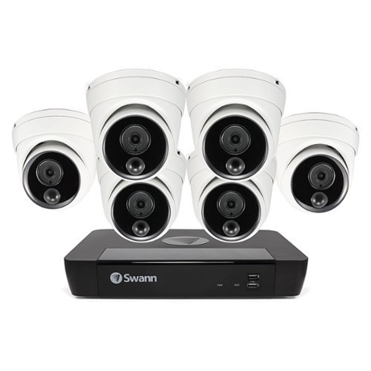 Swann - Master Series 8-Channel, 6 Dome-Camera, Indoor/Outdoor PoE Wired 4K UHD 2TB HDD NVR Security Surveillance System