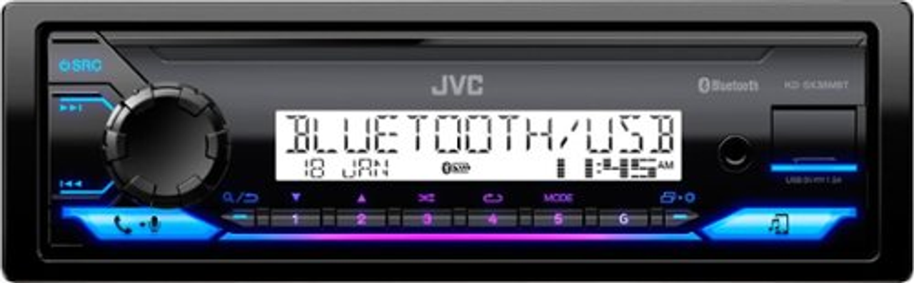 JVC - Bluetooth Digital Media (DM) Receiver with Glare Free Display and Variable Color - Black