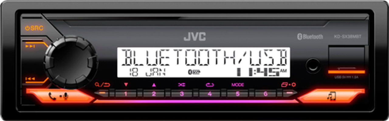 JVC - Bluetooth Digital Media (DM) Receiver with Glare Free Display and Variable Color - Black