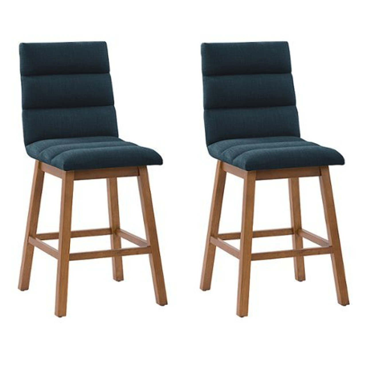 CorLiving - Boston Channel Tufted Fabric Barstool (set of 2) - Navy Blue