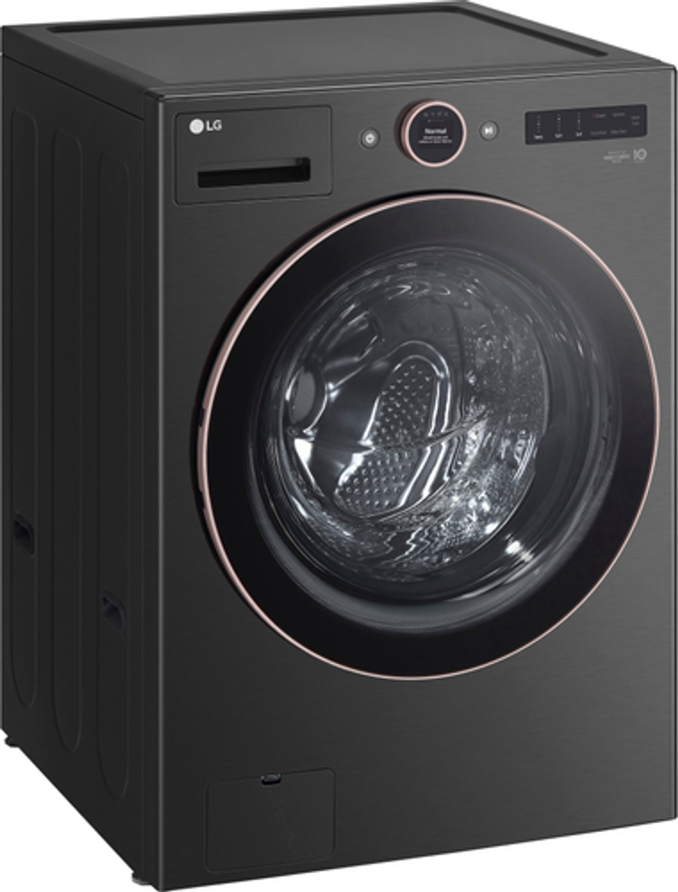 LG - 5.0 Cu. Ft. High-Efficiency Stackable Smart Front Load Washer with Steam and TurboWash 360 - Middle Black