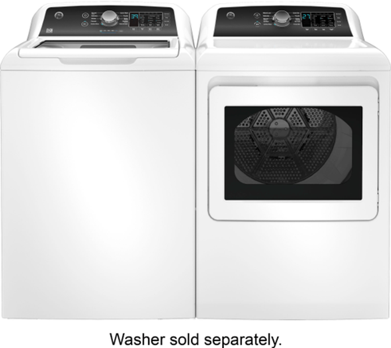 GE - 7.4 Cu. Ft. Top Load Electric  Dryer with Sensor Dry - White on White