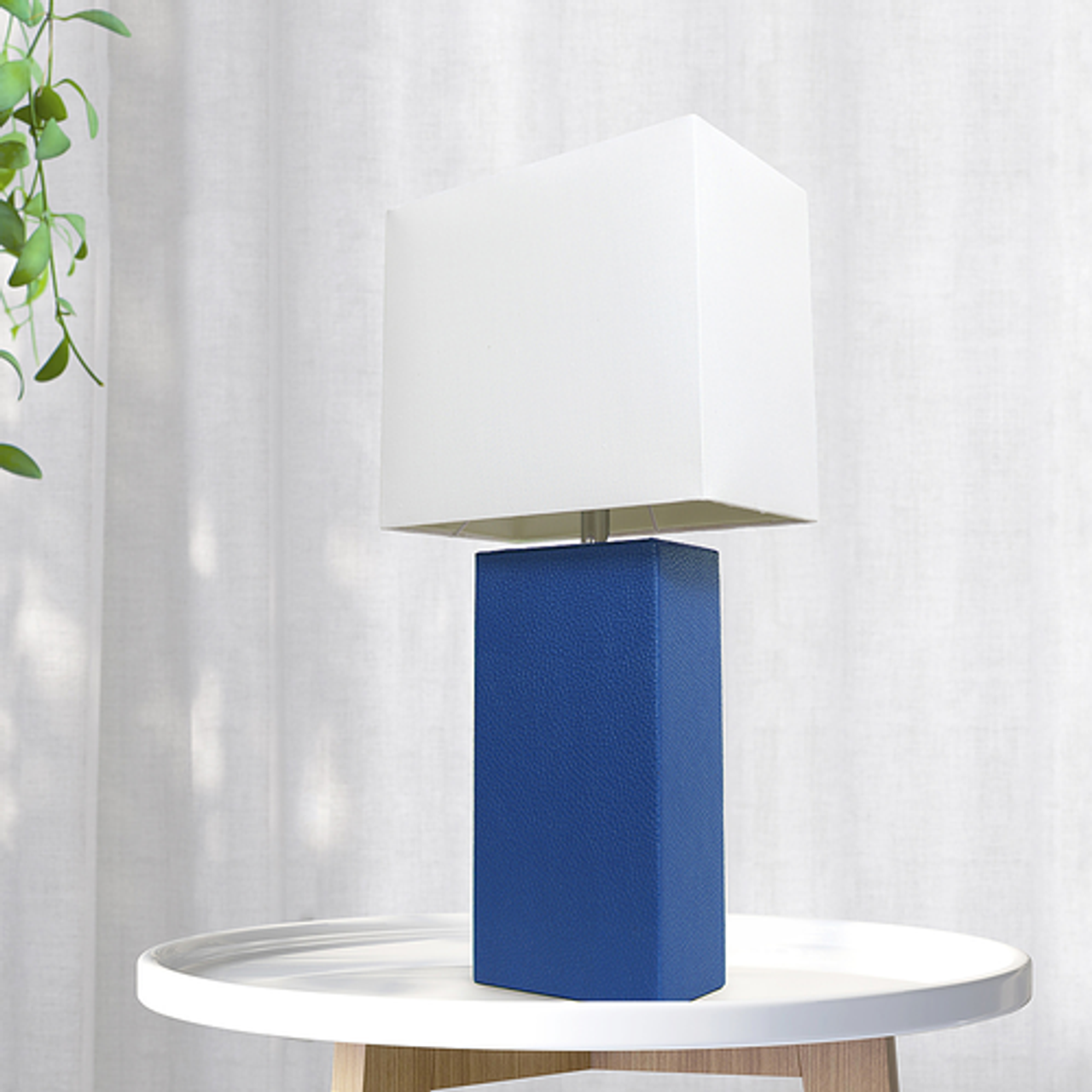 Lalia Home Table Lamp with Leather Base - Blue