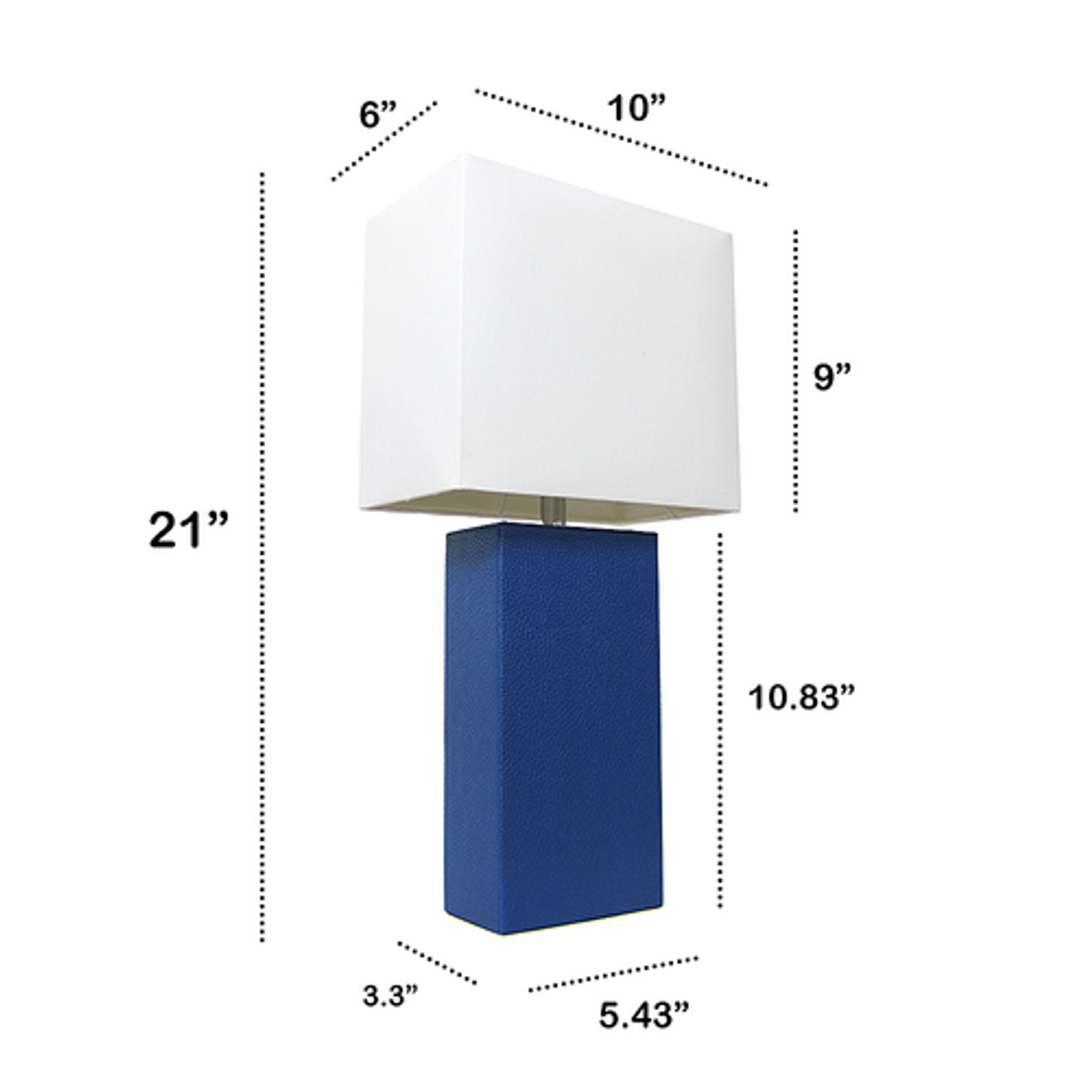 Lalia Home Table Lamp with Leather Base - Blue