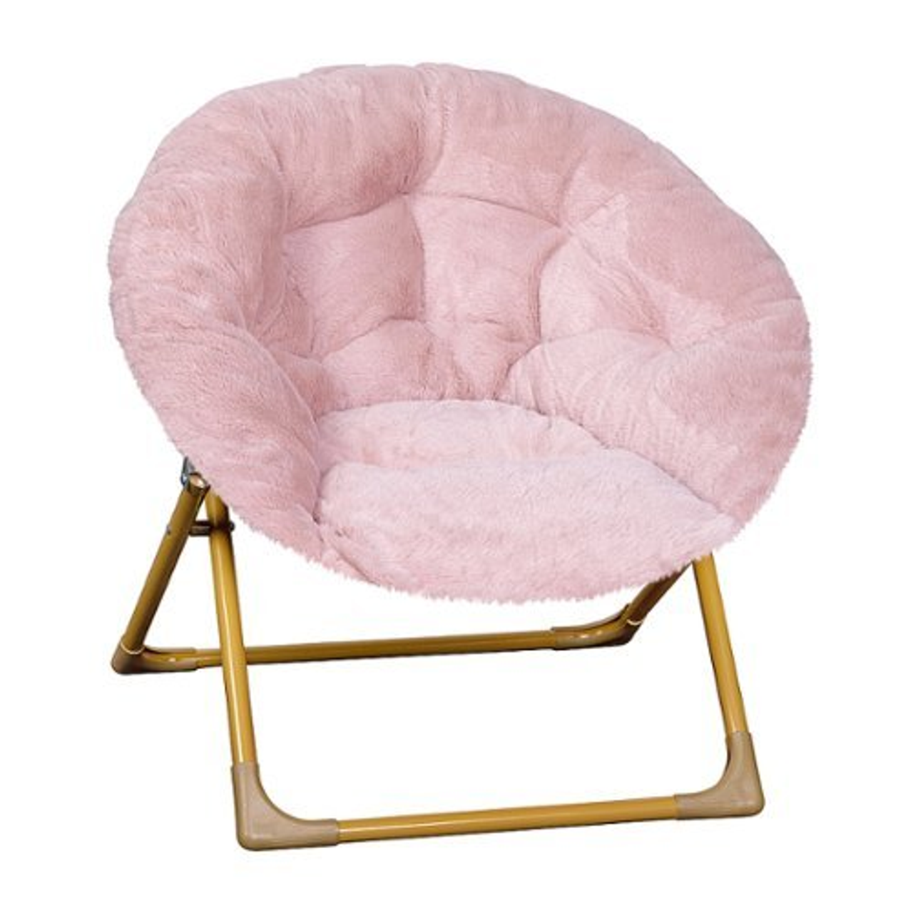 Flash Furniture - Gwen Kids Folding Faux Fur Saucer Chair for Playroom or Bedroom - Blush/Soft Gold