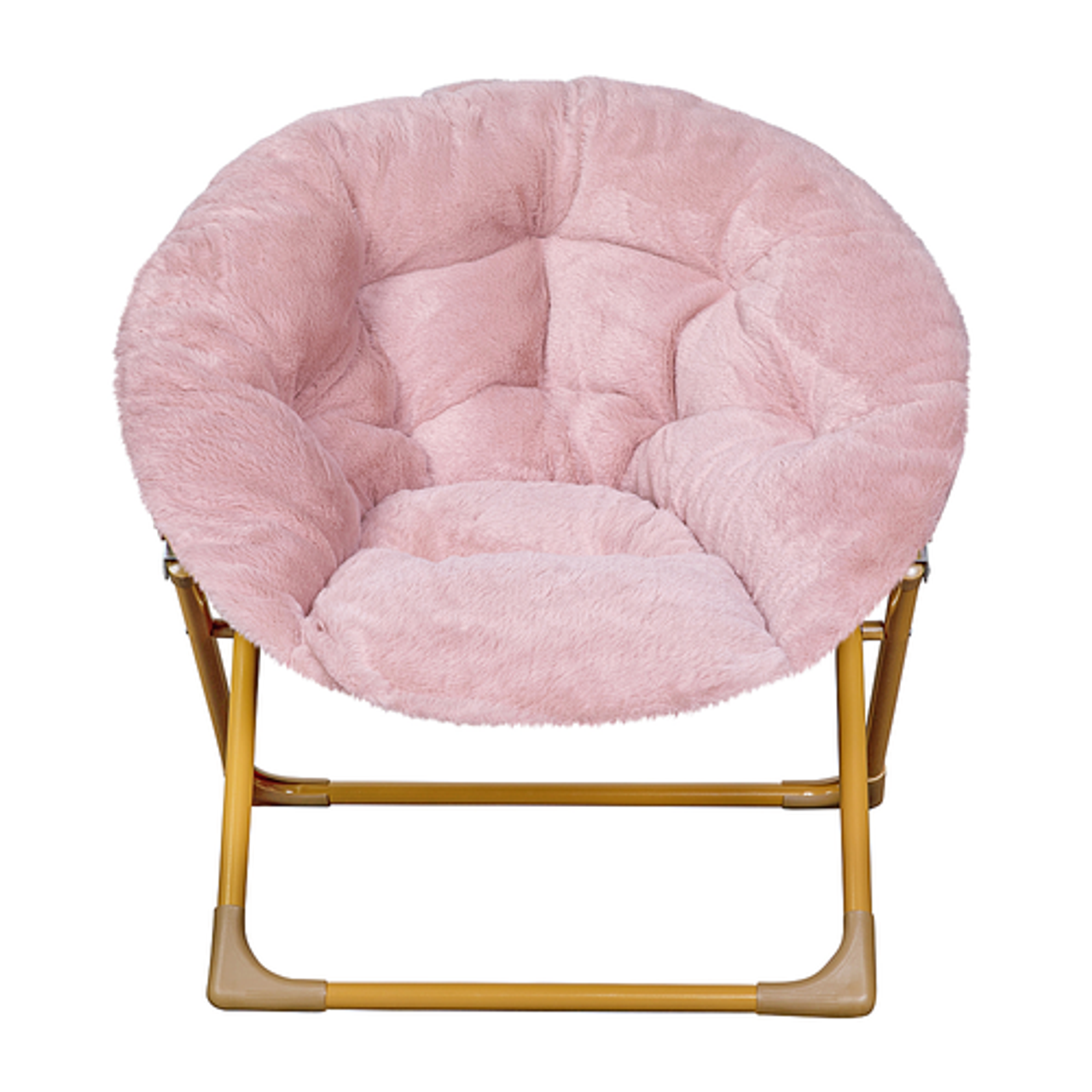 Flash Furniture - Gwen Kids Folding Faux Fur Saucer Chair for Playroom or Bedroom - Blush/Soft Gold