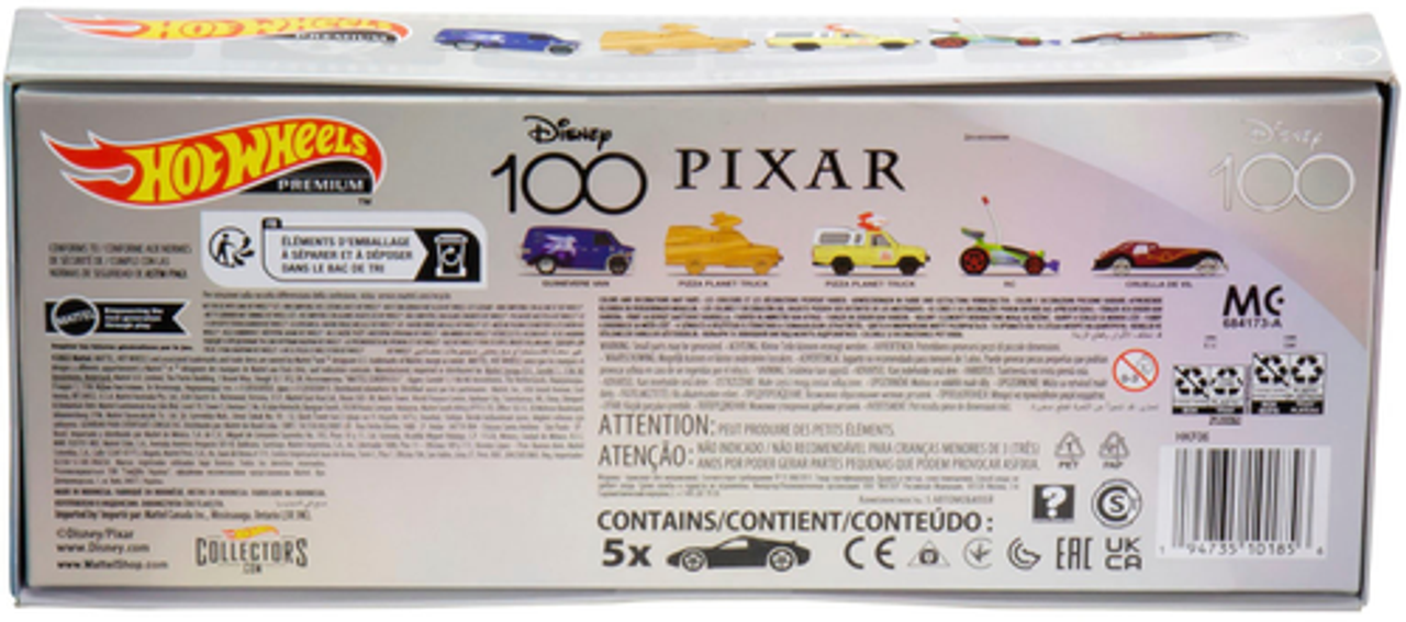 Hot Wheels Disney 100th Anniversary Themed Car 5-Pack