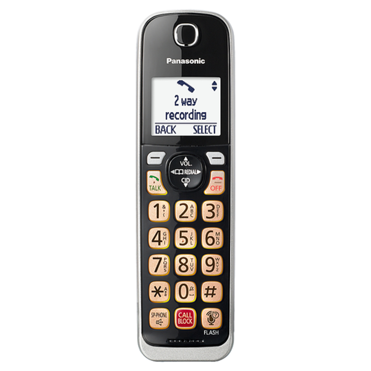 Panasonic - KX-TGDA86S Additional Handset for use with KX-TGD86x Series Cordless Phone Systems - Black with Silver Trim