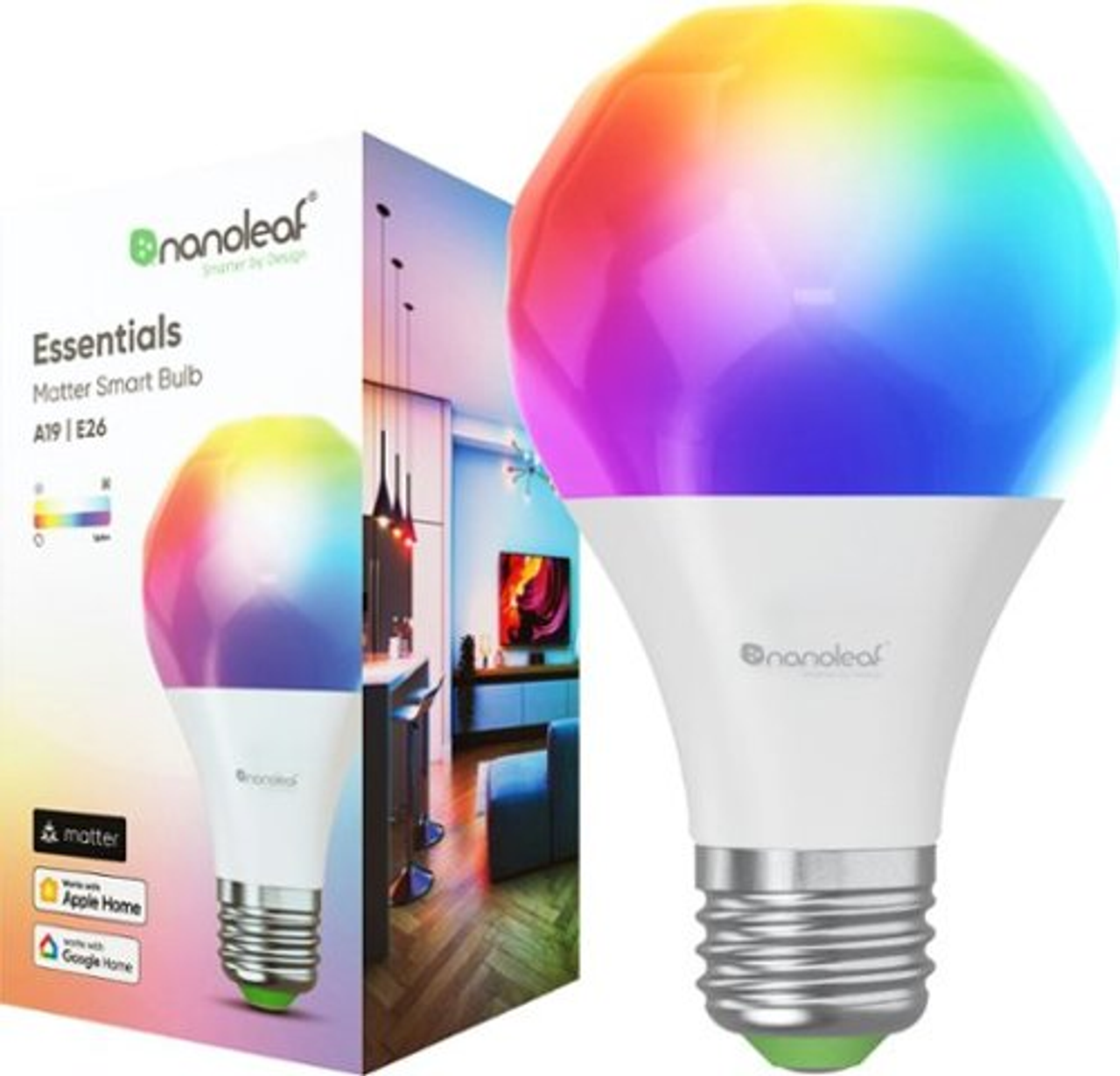 Nanoleaf - Essentials Matter A19 Smart LED Light Bulb - Thread & Matter-Enabled - White
