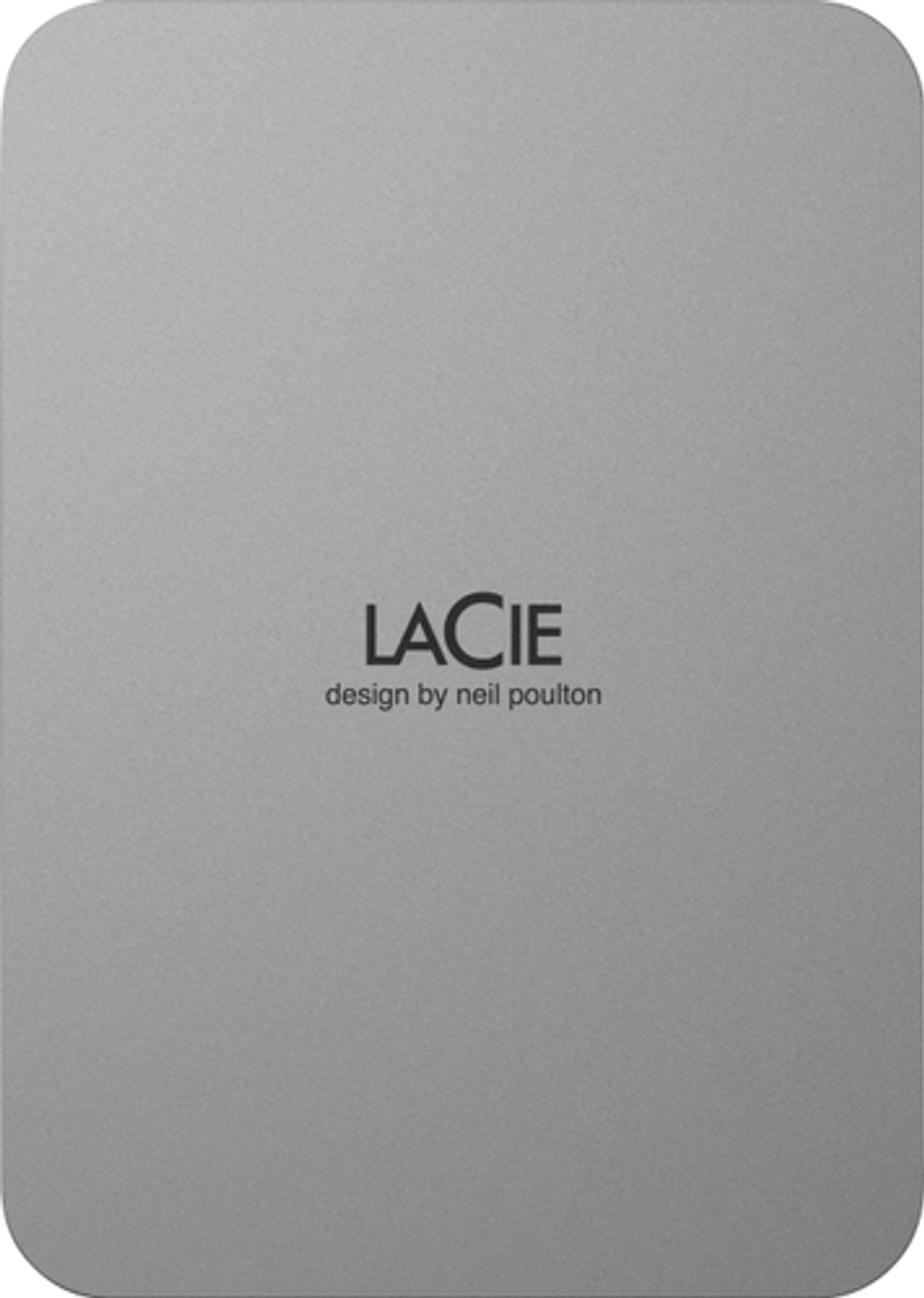 LaCie Mobile 2TB External USB-C 3.2 Portable Hard Drive with Rescue Data Recovery Services - Moon Silver