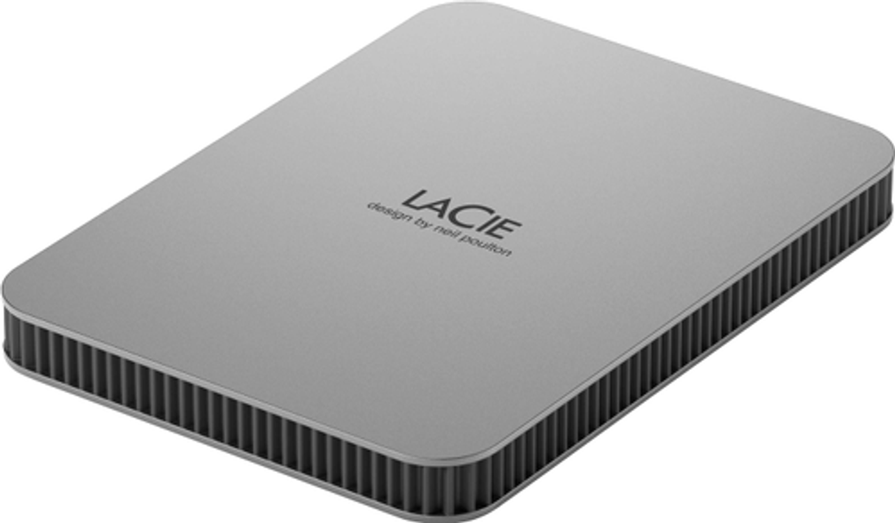 LaCie Mobile 2TB External USB-C 3.2 Portable Hard Drive with Rescue Data Recovery Services - Moon Silver
