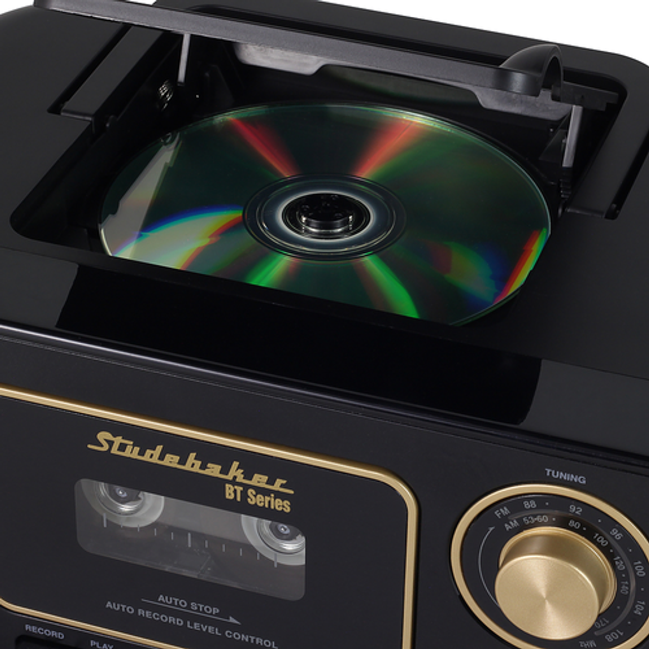 Studebaker - Portable Stereo CD Player with Bluetooth, AM/FM Stereo Radio and Cassette Player/Recorder - Black