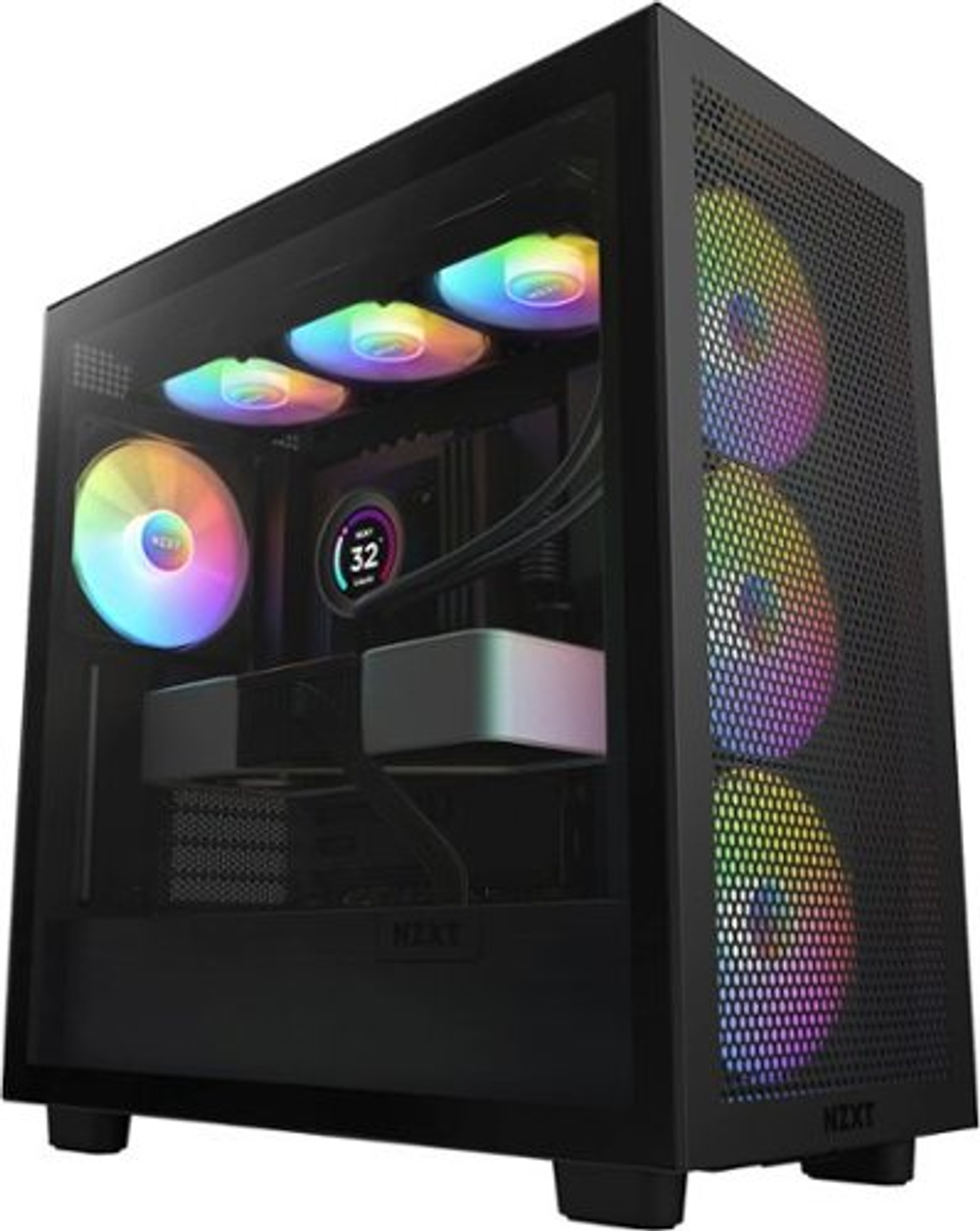 NZXT - H7 Flow RGB ATX Mid-Tower Case with RGB Fans - Black