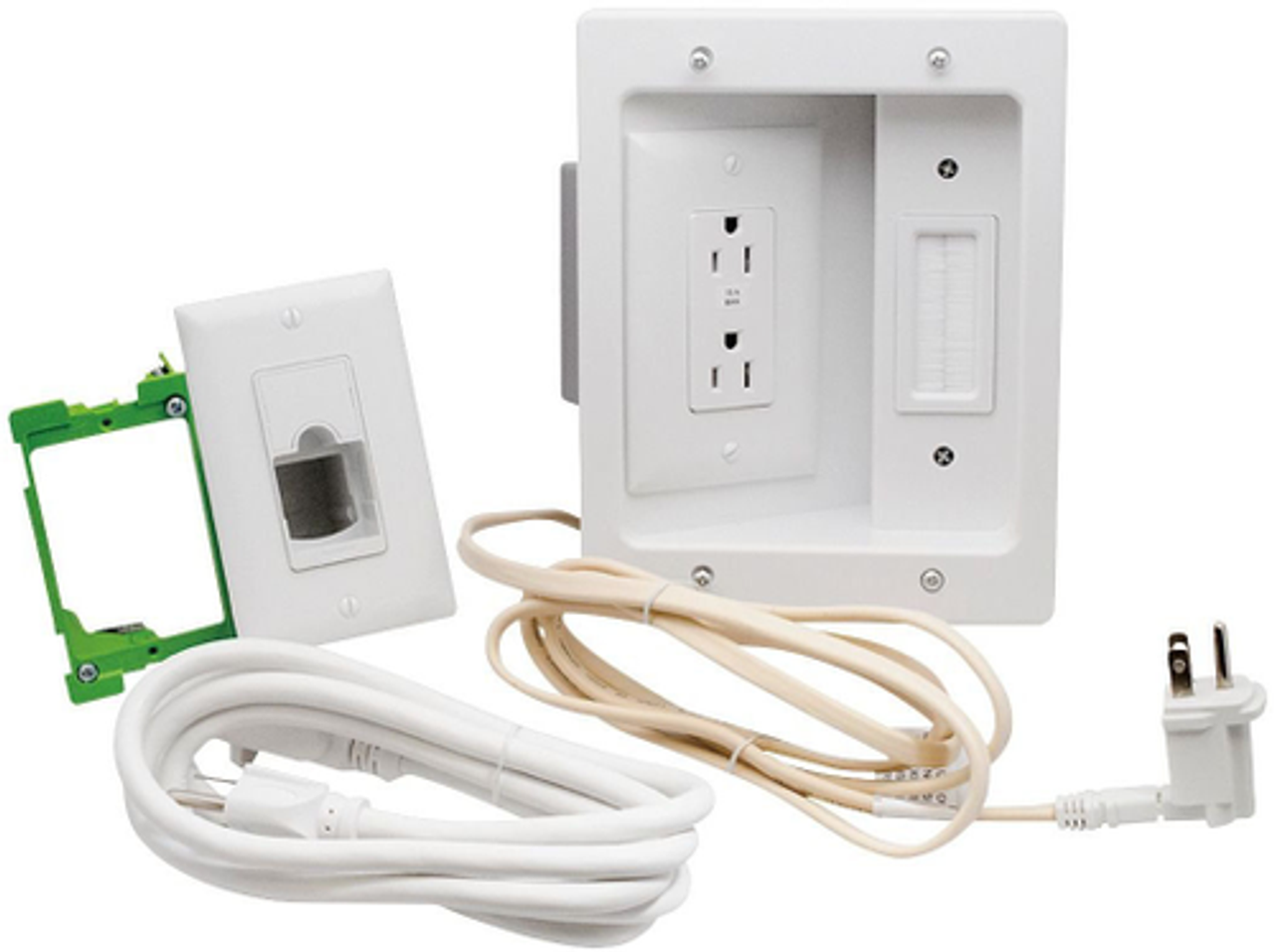 Sanus - In-Wall Cable Concealer Recessed Power Kit - White