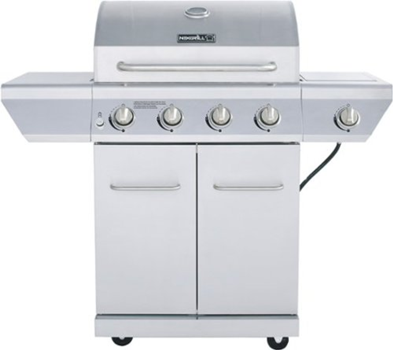 Nexgrill - 4 Burner + Side Burner Stainless Cart Gas Grill - Silver