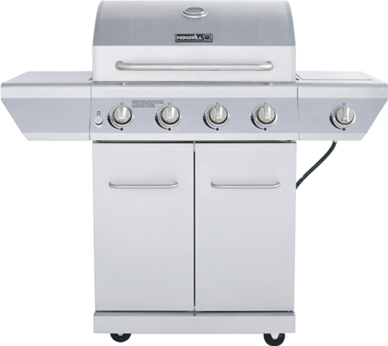 Nexgrill - 4 Burner + Side Burner Stainless Cart Gas Grill - Silver