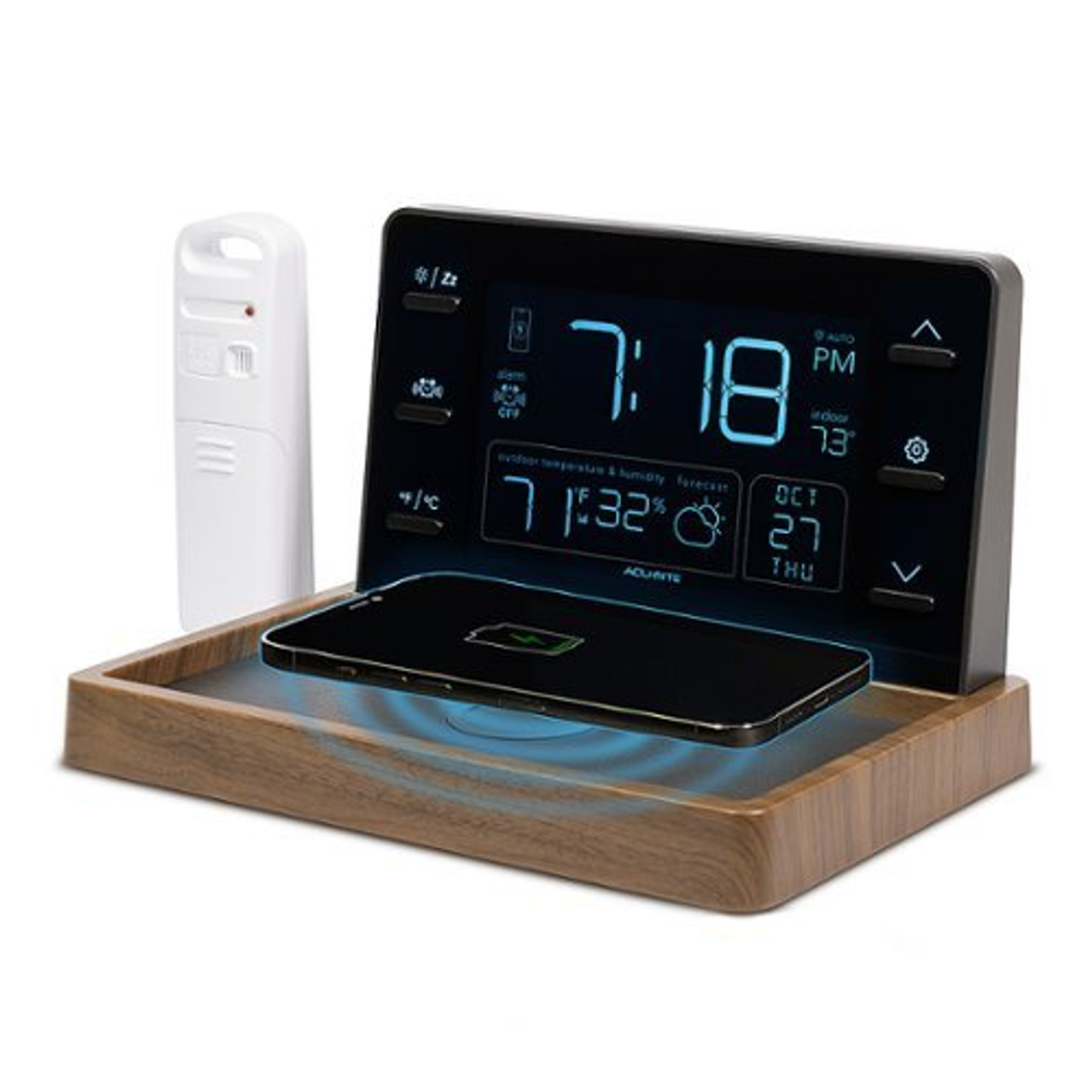 AcuRite - Weather Station Valet with Qi-Certified Wireless Charging Pad and Alarm Clock