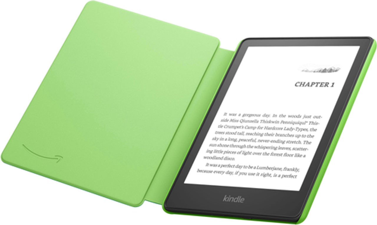 Amazon - Kindle Paperwhite Kids E-Reader 6.8" display with kid-friendly cover - 16GB - 2022 - 2023 - Emerald Forest