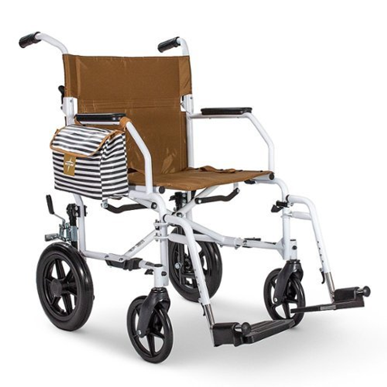 Medline Foldable Transport Chair with Microban® For Seniors & Post-Surgery Patients, Supports up to 300 lb., White - White