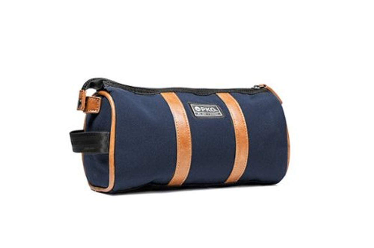 PKG - Charlotte Recycled Essentials Toiletry Bag - Navy/Tan