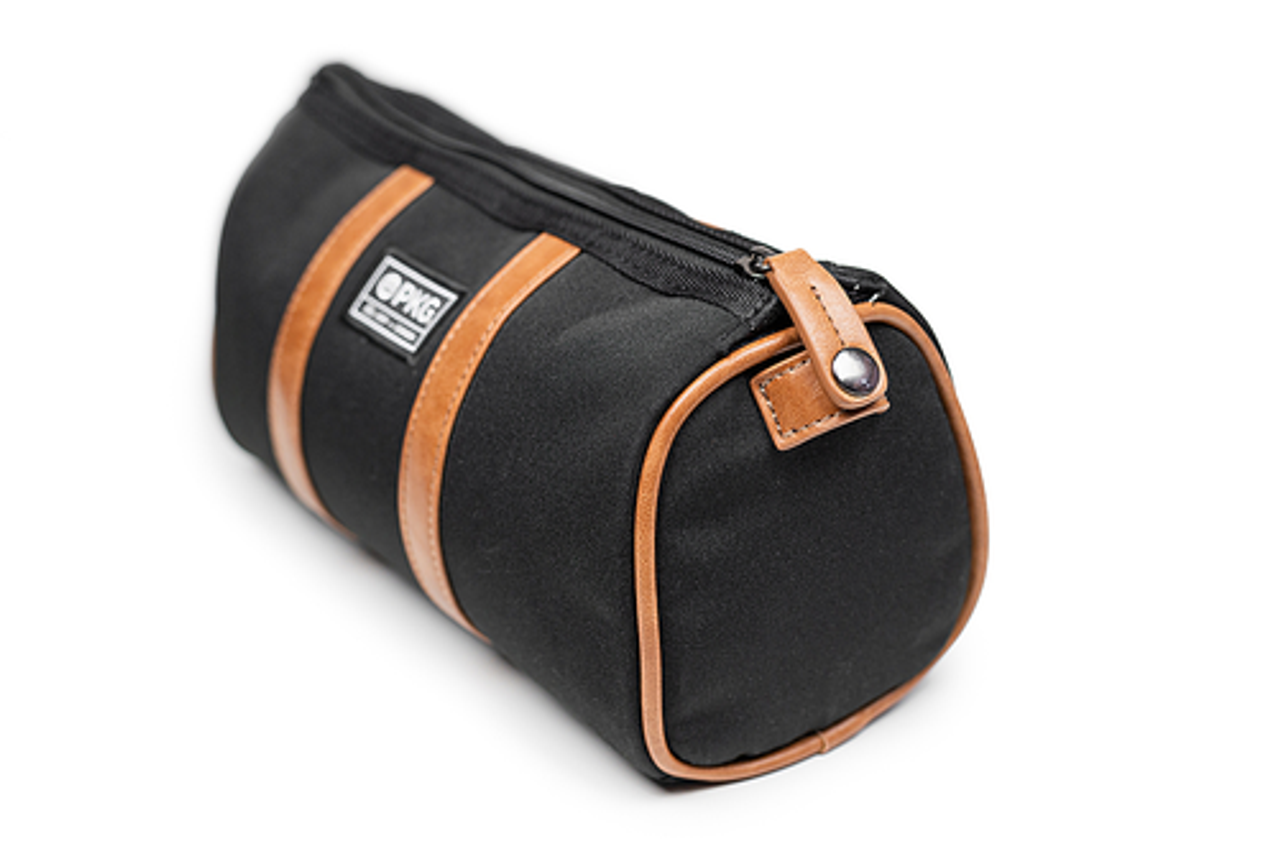 PKG - Charlotte Recycled Essentials Toiletry Bag - Black/Tan