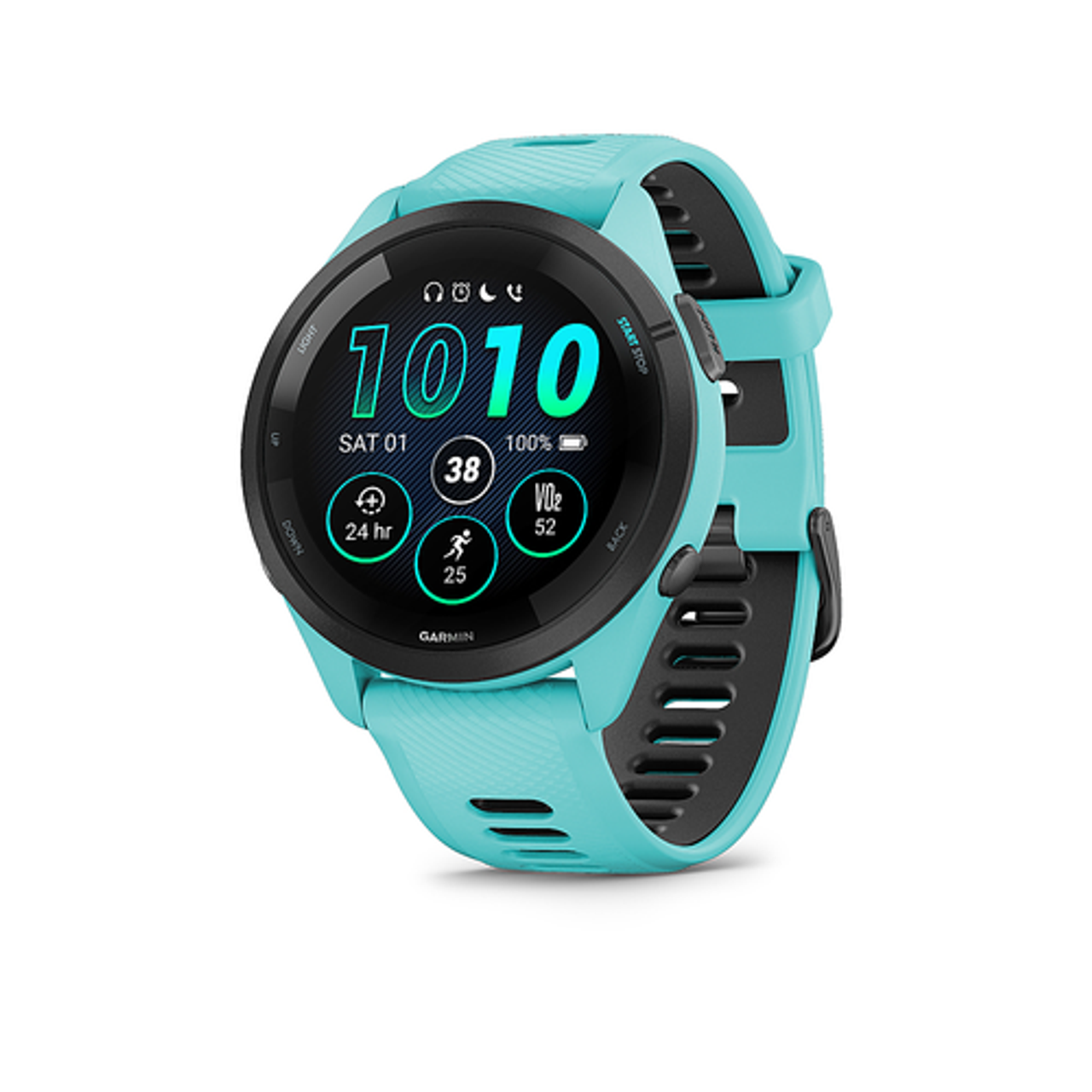 Garmin - Forerunner 265 GPS Smartwatch 46 mm Fiber-reinforced polymer - Black/Aqua