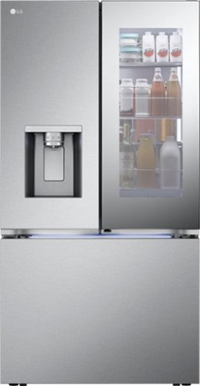 LG - 25.5 Cu. Ft. French Door Counter-Depth Smart Refrigerator  with Mirror InstaView - Stainless steel