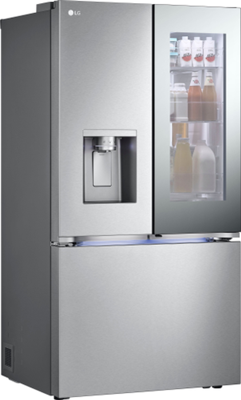 LG - 25.5 Cu. Ft. French Door Counter-Depth Smart Refrigerator  with Mirror InstaView - Stainless steel