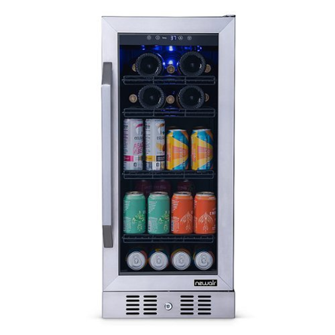 NewAir - 15” FlipShelf Wine and Beverage Refrigerator with Reversible Shelves
