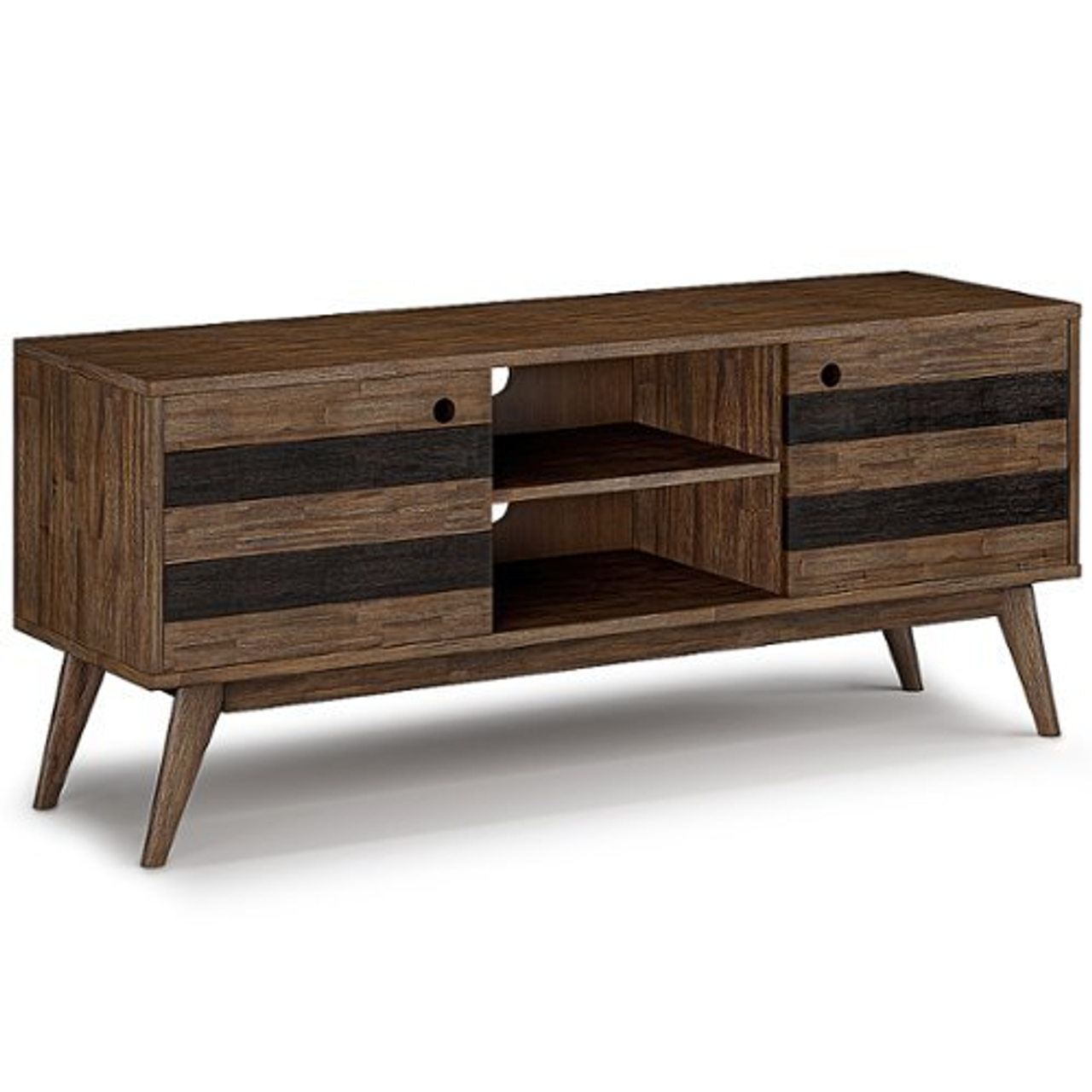 Simpli Home - Clarkson Low TV Stand - Rustic Natural Aged Brown