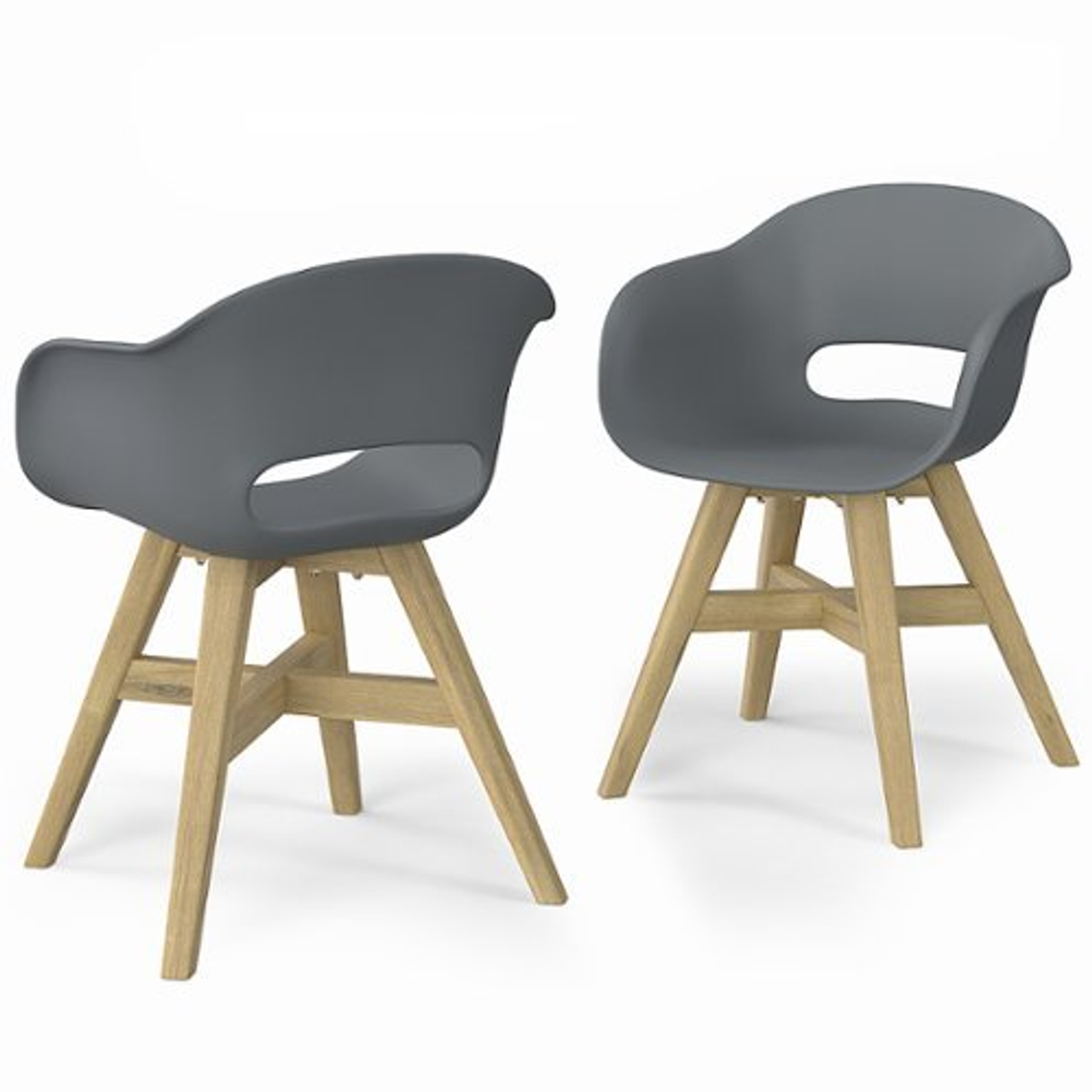 Simpli Home - Kona Outdoor Dining Chair in Plastic ( Set of 2 ) - Pebble Grey