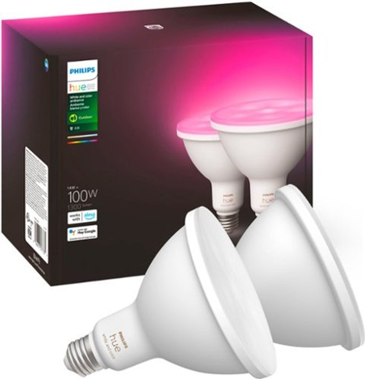 Philips - Outdoor Hue White and Color PAR38  LED Bulb 14W E26