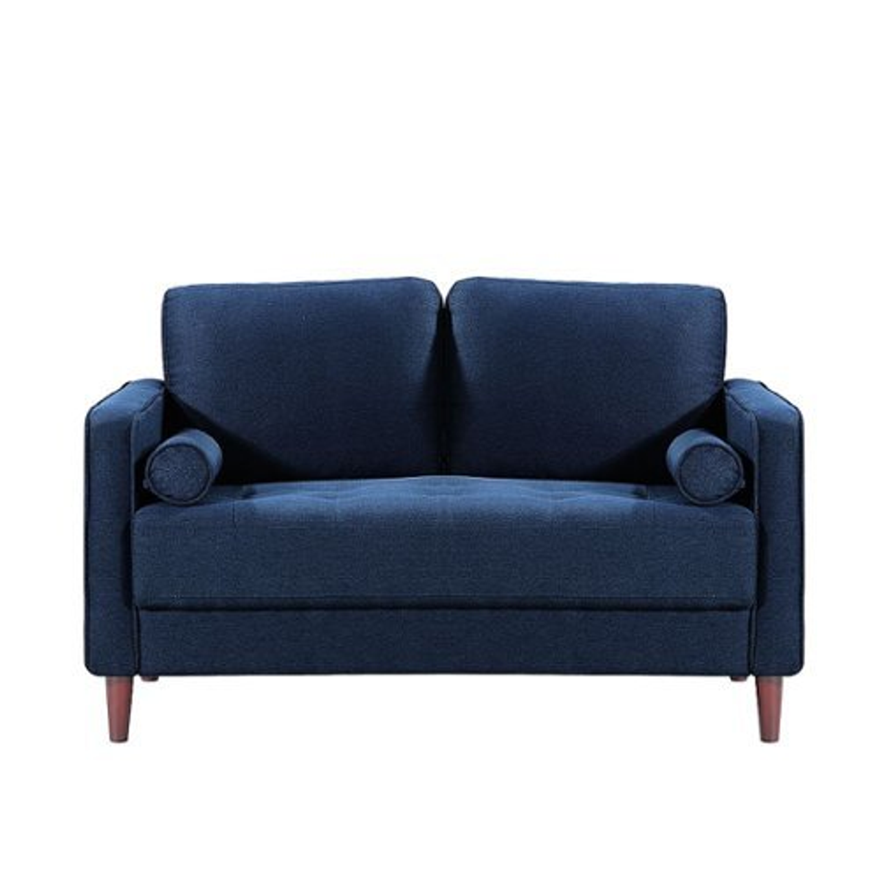 Lifestyle Solutions - Langford Loveseat with Upholstered Fabric and Eucalyptus Wood Frame - Navy Blue