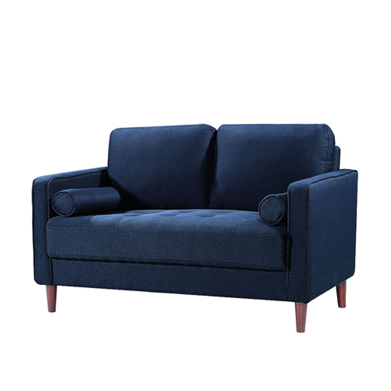 Lifestyle Solutions - Langford Loveseat with Upholstered Fabric and Eucalyptus Wood Frame - Navy Blue