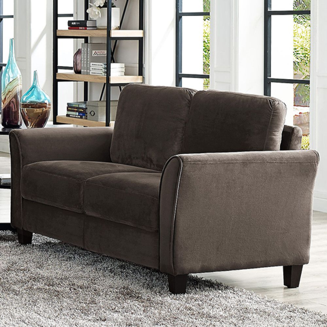 Lifestyle Solutions - Westin 2-Seat Curved Arm Microfiber Loveseat - Coffee