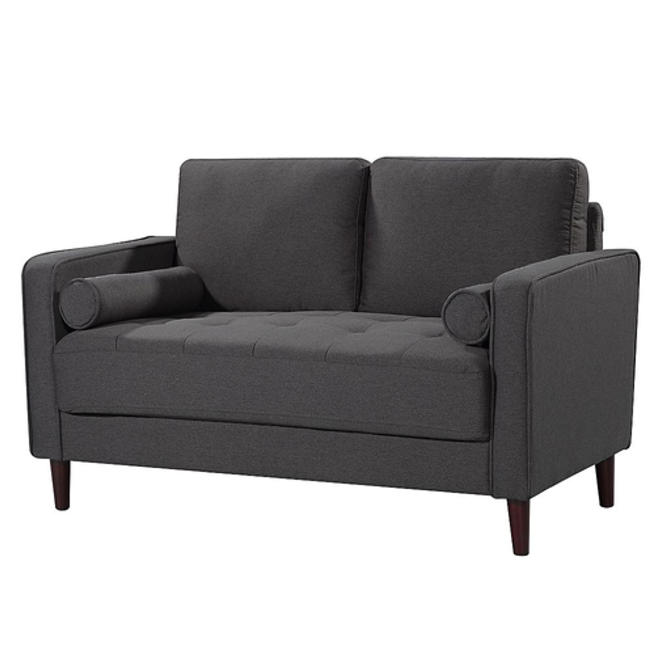 Lifestyle Solutions - Langford Loveseat with Upholstered Fabric and Eucalyptus Wood Frame - Heather Grey